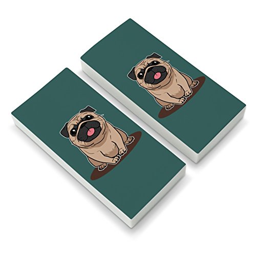Pug Sticking Out Tongue Eraser Set of 2