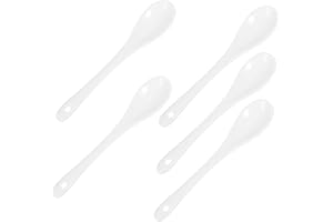 VALICLUD 5pcs Small Ceramic Spoons for Coffee Tea Condiments and Spices White Porcelain High-Temperature