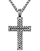 Aoiy Men's Stainless Steel Religious Large Cross Pendant Necklace, 24
