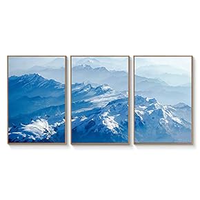 Floating Framed Canvas Wall Art for Living Room, Bedroom Landscape Gorge Mountain River Grassland Canvas Prints for Home Decoration Ready to Hang - 16"x24"x3 Panels
