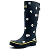 Rongee-Womens-Tall-Rubber-Rain-Boots-Daisy-Printed-with-Adjustable-Buckle-Dust-Bag-Packed