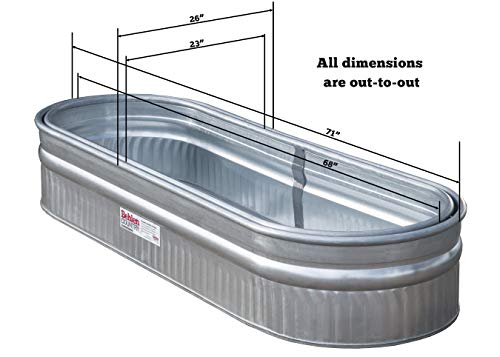 Behlen Country 50130218K 2' x 1' x 6' Round-End Galvanized Steel Stock Tank Nested Bundle, Approximately 80 Gallon (Pack of 2 Tanks)