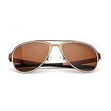 Menton Ezil Aviator Polarized UV400 Shades Mirrored Lens Metal Frame Sunglasses (Brwon Frame | Brown Lens, 49)