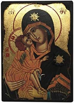 Osiris Trading UK Blessed Virgin Mary and Baby Jesus Antique Effect Picture Hanging Icon Style Religious Wall Plaque Decor