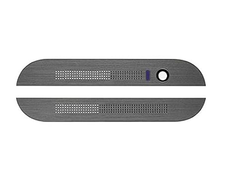 SCHWARZ / GRAU Blende Abdeckungset Voderseite Oben + Unten für HTC One M8 - Front Cover Set inkl. 3M Klebestreifen - Schwarz 