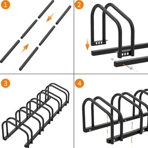 Beauenty 5 Bike Floor Parking Rack Stand,Bike Storage Stand Indoor/Outdoor Bicycle Storage Organizer Bike Front & Rear Wheel Rack Garage Parking Holder for Home Adult Kids Mountain Bike Road Bike