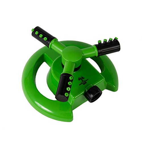 Rotary Lawn and Garden Sprinkler with Easily Adjustable 360 Degree Coverage, Lightweight and Durable