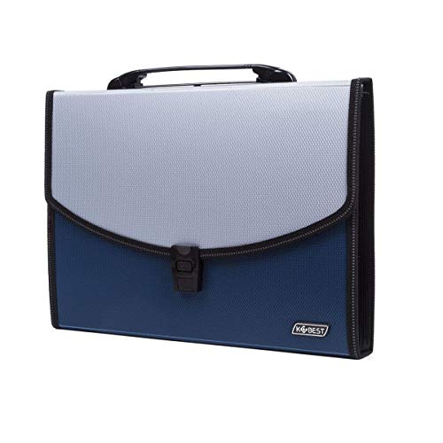 13 Pockets Expanding File Expandable Portable Expanding Accordion Folders Hand-Held Accordion File Document Folder File Organizer A4 and Letter Size(13 Pockets Expandable Portable Blue)