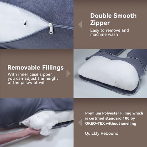 PinkFroggie Pregnancy Pillows, Soft U-Shape Maternity Pillow with Removable Cozy Velvet Cover-Full Body Support Pillows for Adults Sleeping-Pregnancy Must Haves