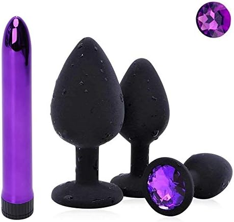 (Jaycoll-92) High Quality 4 Pcs Set Ànâles Trainer kit Bûtt Pl'ugs Back Massage Jeweled Toy (Purple)
