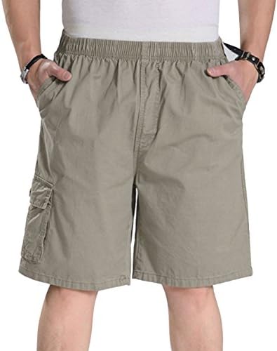 XinnanDe Mens Cotton Loose Cargo Short Full Elastic Waist
