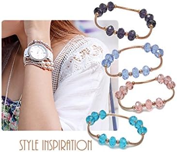 Sparkling Crystal Swarovski Glass Bead Bracelet Adult Stretch Boxed (#163) (Purple)