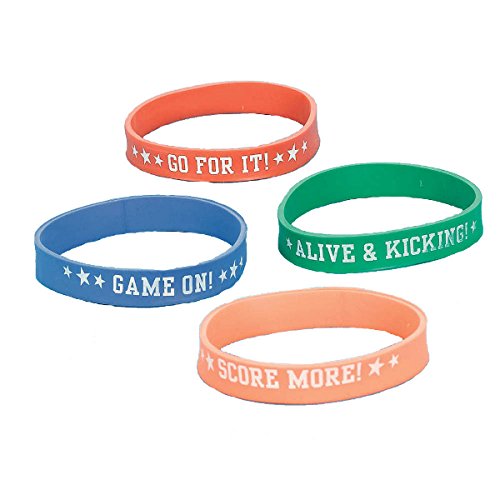 Soccer Goal Birthday Party Bracelets Favour, Silicone, 9" x 1", Pack of 12