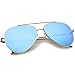 zeroUV Mirrored Oversized Aviator Sunglasses for Women and Men, Metal Frame with UV400 with Large Flat Mirror Lens 58mm (Gold/Blue Mirror)