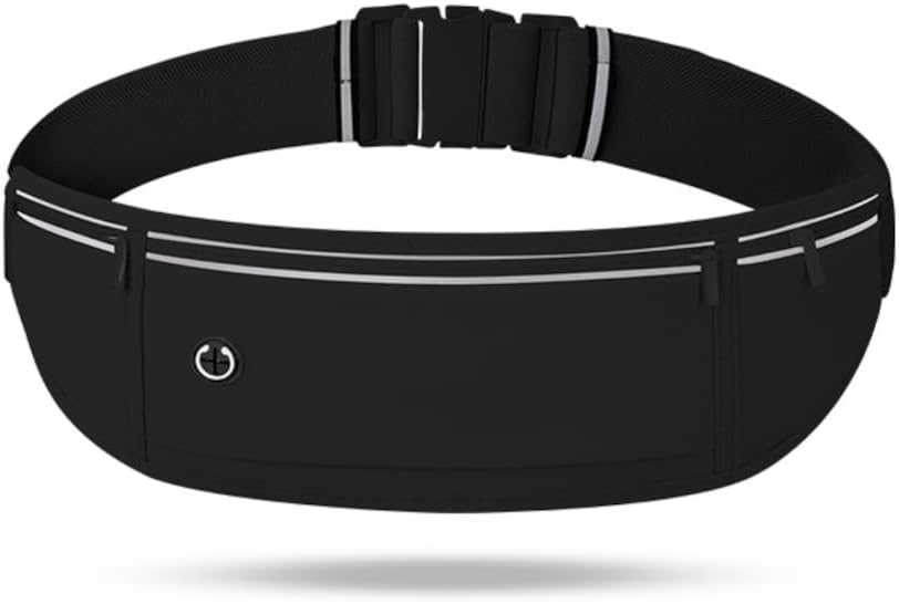 Pochete Esportiva Slim para Corrida e Academia – Porta Celular de Cintura Ajustável (Preta)