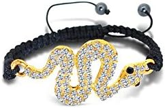 Shamballa Gold Color Snake Bracelet with High Quality White and Black CZ Stones