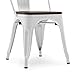 BELLEZE Metal Dining Chairs Set of 4, Stackable Metal Chairs Vintage Farmhouse Chairs with Detachable Backrest and Wood Seat, Weather Resistant Tolix Chair for Indoor Outdoor - Alexander (White)