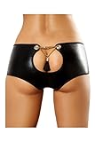 VamJump Sexy Plus Size Leather Underwear With Butt Plug Boyshorts 3XL Black