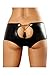 VamJump Sexy Plus Size Leather Underwear With Butt Plug Boyshorts 3XL Black