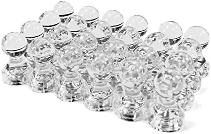 24 Clear Magnetic Push Pins - Perfect Magnets for Fridge, Calendars, Whiteboards, and Maps