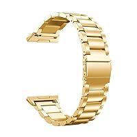 Amanod Solid Stainless Steel Accessory Metal Watch Bands Strap for Fitbit Ionic (135-210mm, Gold)