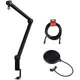 Blue Compass Premium Tube-Style Broadcast Boom Arm with 20' XLR Cable &amp; Pop Filter Kit