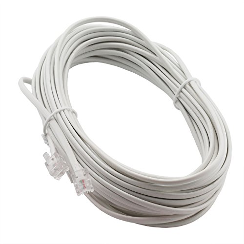ZRM&E 6P2C RJ11 Telephone Line ADSL Connecting Wire With 6P2C Connectors Phone Accessories Cable 2-Core Copper Flat Telecommunication Cable White 10M
