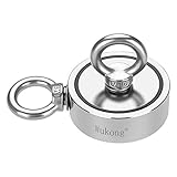 Wukong Double-Sided Fishing Magnets, Round Neodymium Magnet with Eyebolt, Combined 960 LBS Pulling Force, 2.95