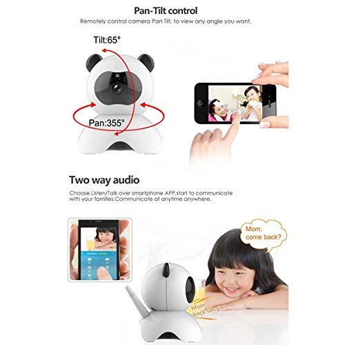 EsiCam Baby Monitor WiFi Hidden Camera Amazon Cloud Nanny Camera for Smart Phone, Toy Panda for Kids Pet Care HD 1080P Pan Tilt Motion Detection Alarm Recording Two-Way Talk Night Vision SD Card P2P