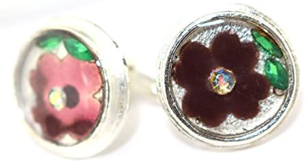 Lovely Handmade Cufflink Sterling Silver Plate Vintage Swarovski Crystal Flower Gift Boxed