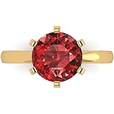 Clara Pucci 14K Solid Gold Engagement Ring for Women | 3 cttw Garnet Round Cut Solitaire | Real Yellow Gold Wedding Ring