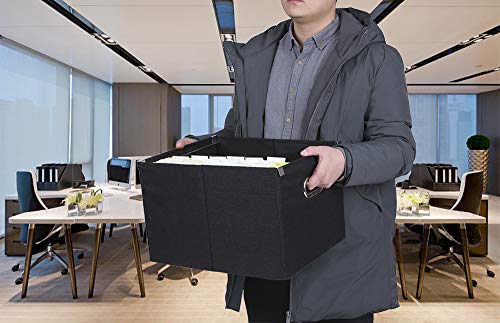 ATBAY File Storage Box Collapsible Large Capacity Office File Organizer for Letter/Legal Size Hanging File Folder Box, Black 1Pack - Thumbnail 4