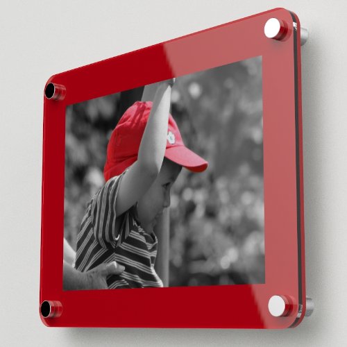 Acrylic/Perspex Wall Mounted Photo Frame A4 (8.3" X 11.7") , Red