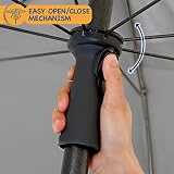SUNMER 2M Beach Umbrella Large Tilting Parasol with UV Fabric Grey view 4