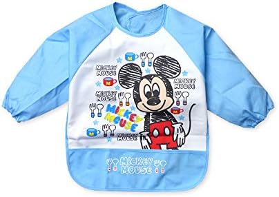 Amazon Co Jp ベビー お食事エプロン 長袖 男の子 Disney ディズニー ミッキーマウス 裾ポケット付 手書き風プリント 男児 ベビー ブルー 服 ファッション小物