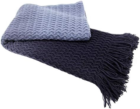COASTLINE Super Soft Decorative Knit Throw Blanket for Sofa Couch Chair Bed, Lightweight Travel Blanket Nap Throw, Cashmere-like Soft and Cozy, Delicate Weave Pattern with Fring,127x152cm