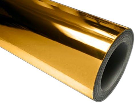 24" x 40 ft Roll of GOLD(CHROME MIRROR) Repositionable Adhesive-Backed Vinyl for Craft Cutters, Punches and Vinyl Sign Cutters
