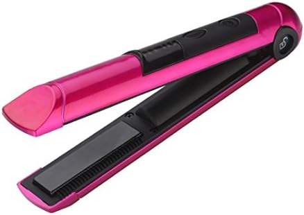 Mini Universal Voltage Wireless Rechargeabl Hair Straightener With Lock System Great For Travel Cordless Hair Iron pink