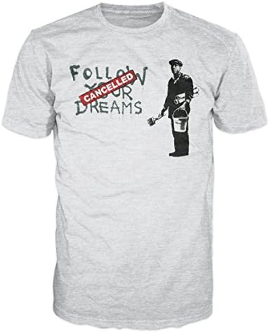 Banksy Follow Your Dreams Urban T-shirt (XL, Ash Grey)