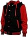 Angel Cola Men's Cotton Hoodie Varsity Jackets Black & Red L
