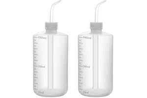 FunChem Wash Bottle, 2-Pack Plastic Lab Squeeze Washing Bottle with Clear Graduations, LDPE, Narrow Mouth (1000 mL)