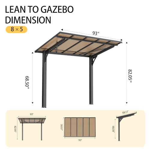 KidsJoyful 8' x 5' Heavy Duty Grill Gazebo & Outdoor Pergola, Free Standing or Lean-To image 13