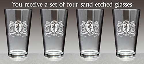 Duffey Irish Coat of Arms Pint Glasses (Sand Etched) - Image 3