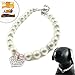 Alfie Pet - Pinky Crystal Heart Pearl Necklace - Size: S (8