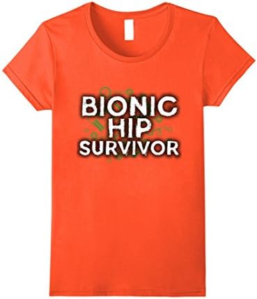 Womens Bionic Hip Survivor Surgery Gift T-Shirt Large Orange