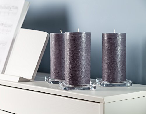 Charcoal Pillar Candles Set of 3 3" x 6" Black Dark Grey Gray Unscented Dripless for Weddings Home Decoration Relaxation Spa Church - Thumbnail 4