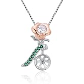 LGSY Sterling Silver CZ Rose Flower Bail Pin Pendant Fitting for Pearl Jewelry, Design Pendant Mount for Women DIY Jewelry Making