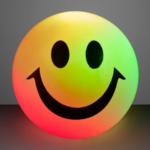 Emoji Smiley Face Light Up Balls with Flashing LED Lights (Set of 12