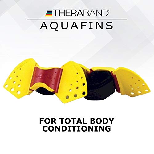 THERABAND Aquafins Aquatic Exercise Kit for Water Resistance Training for Upper/Lower Body, Pool Physical Therapy, Water Aerobics Equipment, 2 Fins, Mesh Bag, and Quick Start Exercise Instructions