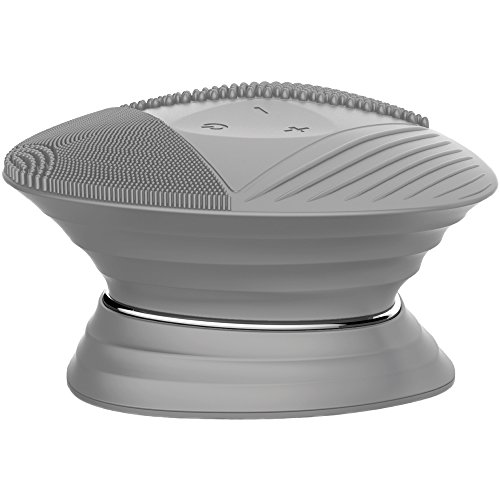 Silicone Sonic Facial Cleansing Brush - Anti Aging Beauty Massager for Normal, Sensitive, Combination Skin. Best Deep Cleaning Exfoliating Scrubber & Waterproof Rechargeable Face Mask Cleanser. GRAY